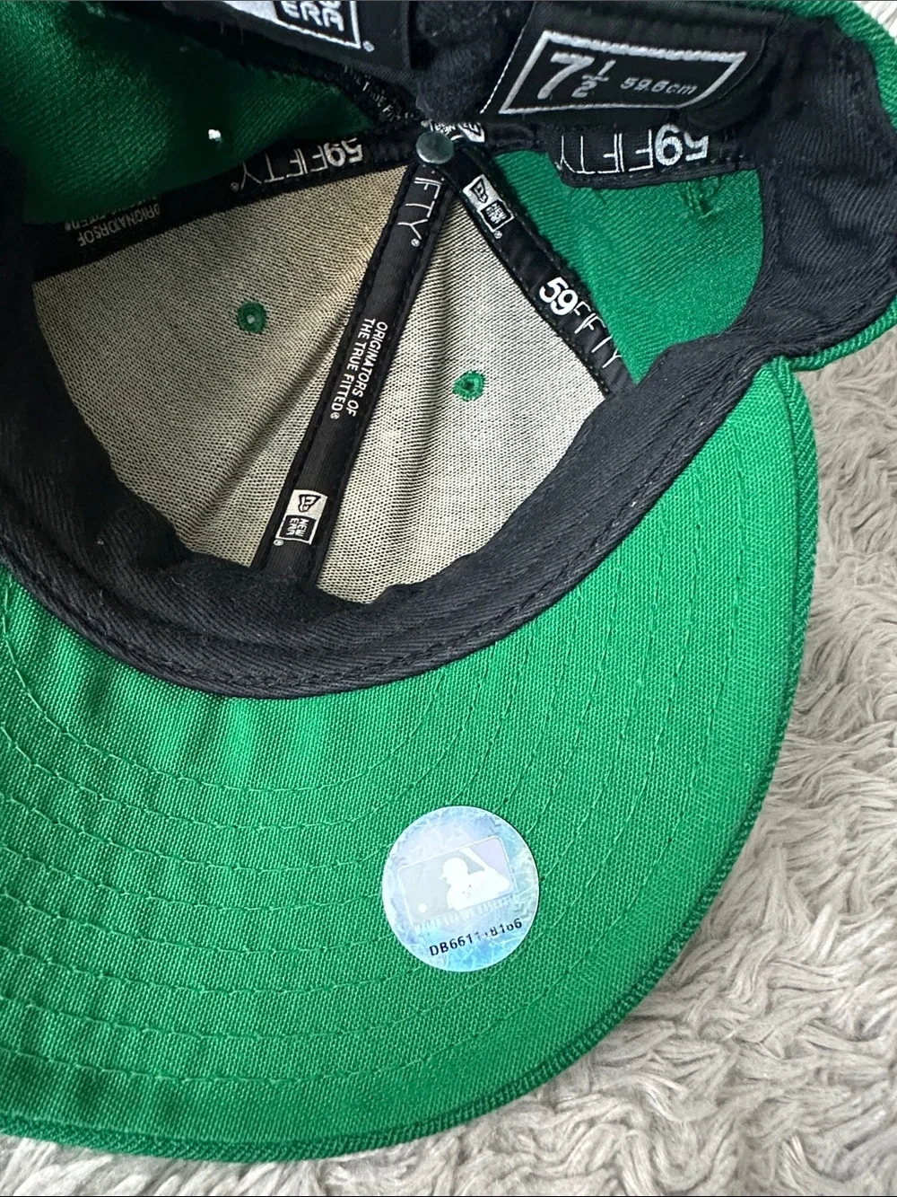 New Era Green Fitted Angels Cap with White Embroidery